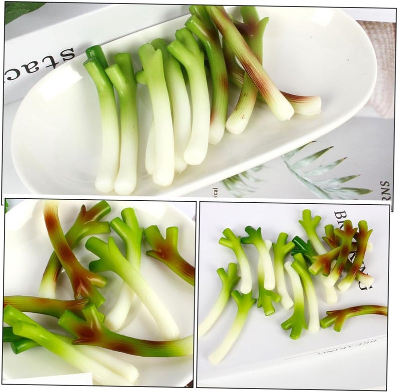 Cabilock 6pcs Artificial Green Onions Simulation Scallions Decorative Fake Vegetables Lifelike Plastic Vegetable Models for Home Kitchen Party Display - Image 3