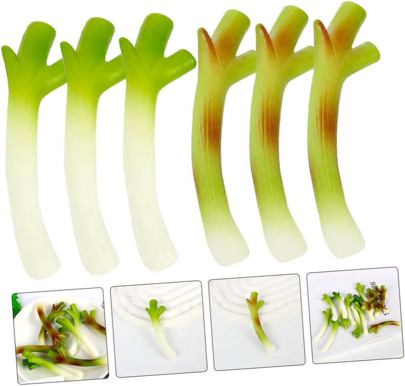 Cabilock 6pcs Artificial Green Onions Simulation Scallions Decorative Fake Vegetables Lifelike Plastic Vegetable Models for Home Kitchen Party Display - Image 5