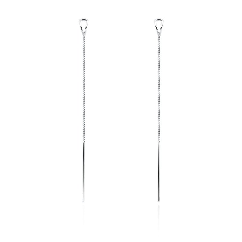 SLUYNZ 925 Sterling Silver Chain Threader Earrings Dangle for Women Teen Girls Long Dangle Earrings Line Earrings Tassel (A-Silver) - Image 1