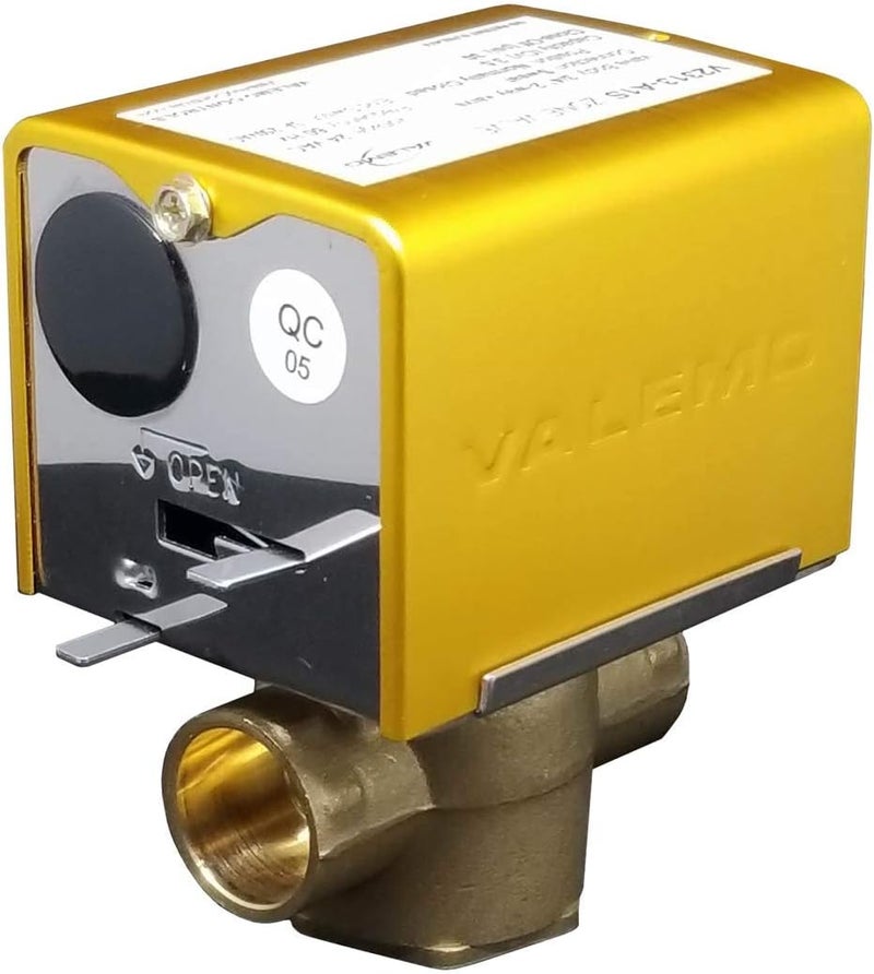 Valemo V2313-A1S Motorized Zone Valve, 2-way, 3/4" Sweat, Normally Closed, 24 VAC with End Switch - Image 1