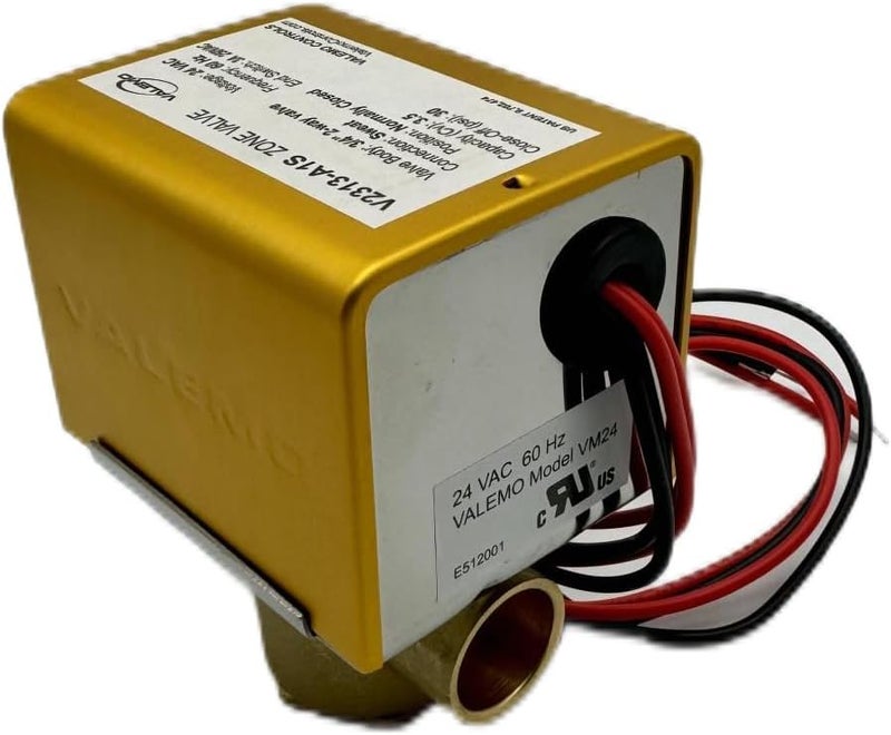 Valemo V2313-A1S Motorized Zone Valve, 2-way, 3/4" Sweat, Normally Closed, 24 VAC with End Switch - Image 2