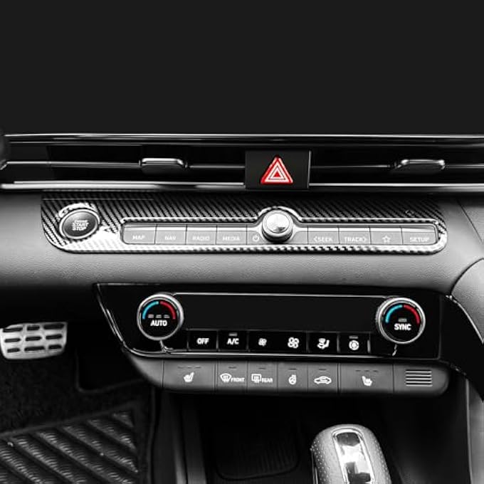 JUIVEEL Carbon Fiber Style One Piece Car Start Stop Button Cover Car Interior Accessories Compatible With Hyundai Elantra Cn7 N Line - Image 4