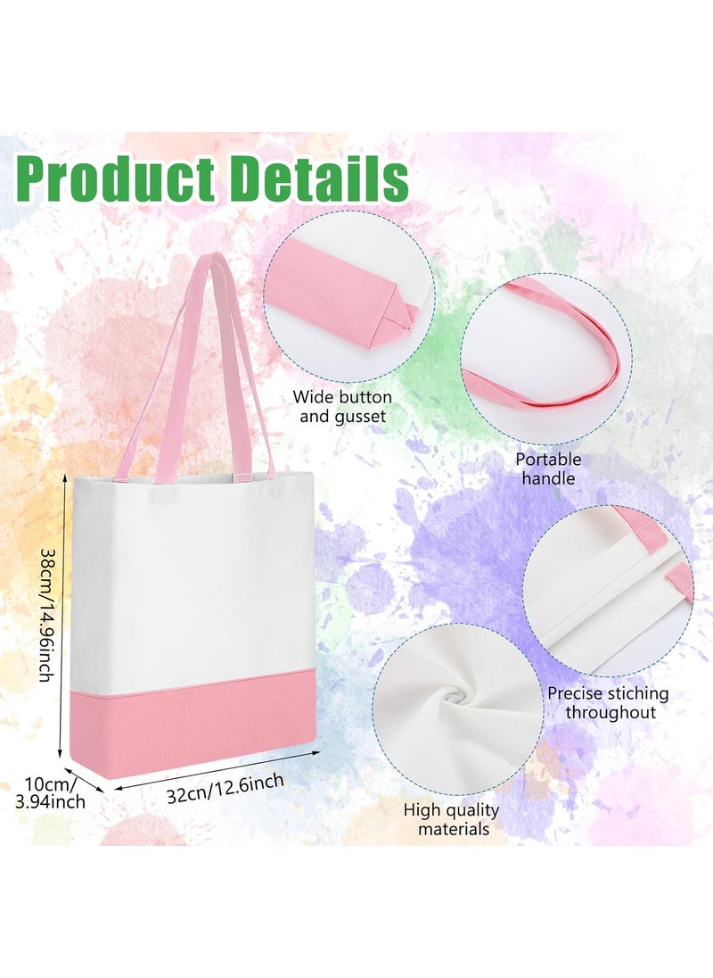 Moukeren Moukeren 24 Pcs Canvas Tote Bag Bulk DIY Sublimation Blank Bag with Zipper Cosmetic Makeup Bag for Christmas Craft GiftPatch  - Image 2