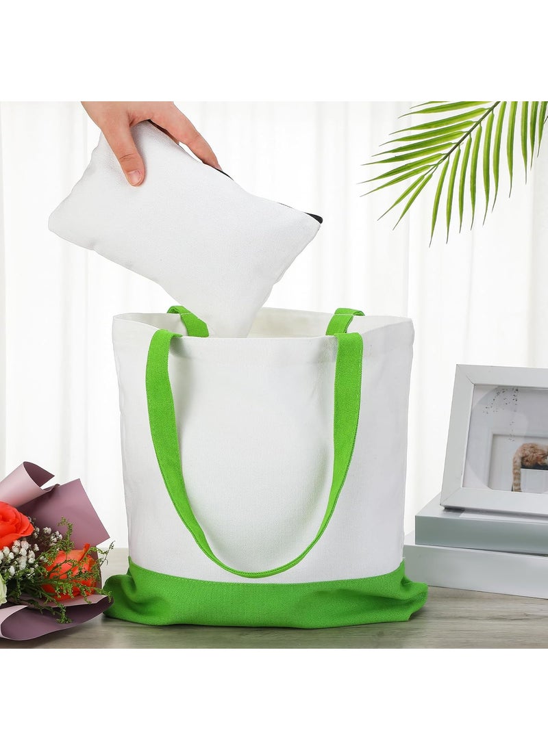 Moukeren Moukeren 24 Pcs Canvas Tote Bag Bulk DIY Sublimation Blank Bag with Zipper Cosmetic Makeup Bag for Christmas Craft GiftPatch  - Image 5