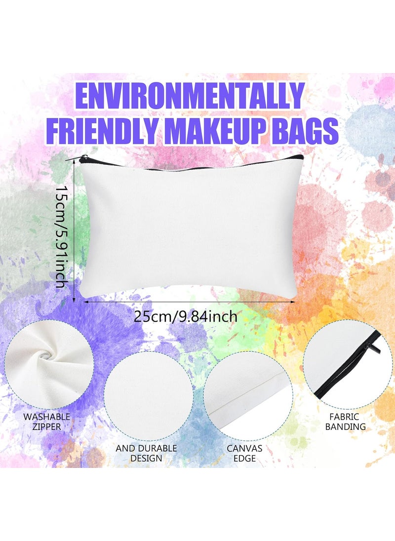 Moukeren Moukeren 24 Pcs Canvas Tote Bag Bulk DIY Sublimation Blank Bag with Zipper Cosmetic Makeup Bag for Christmas Craft GiftPatch  - Image 4