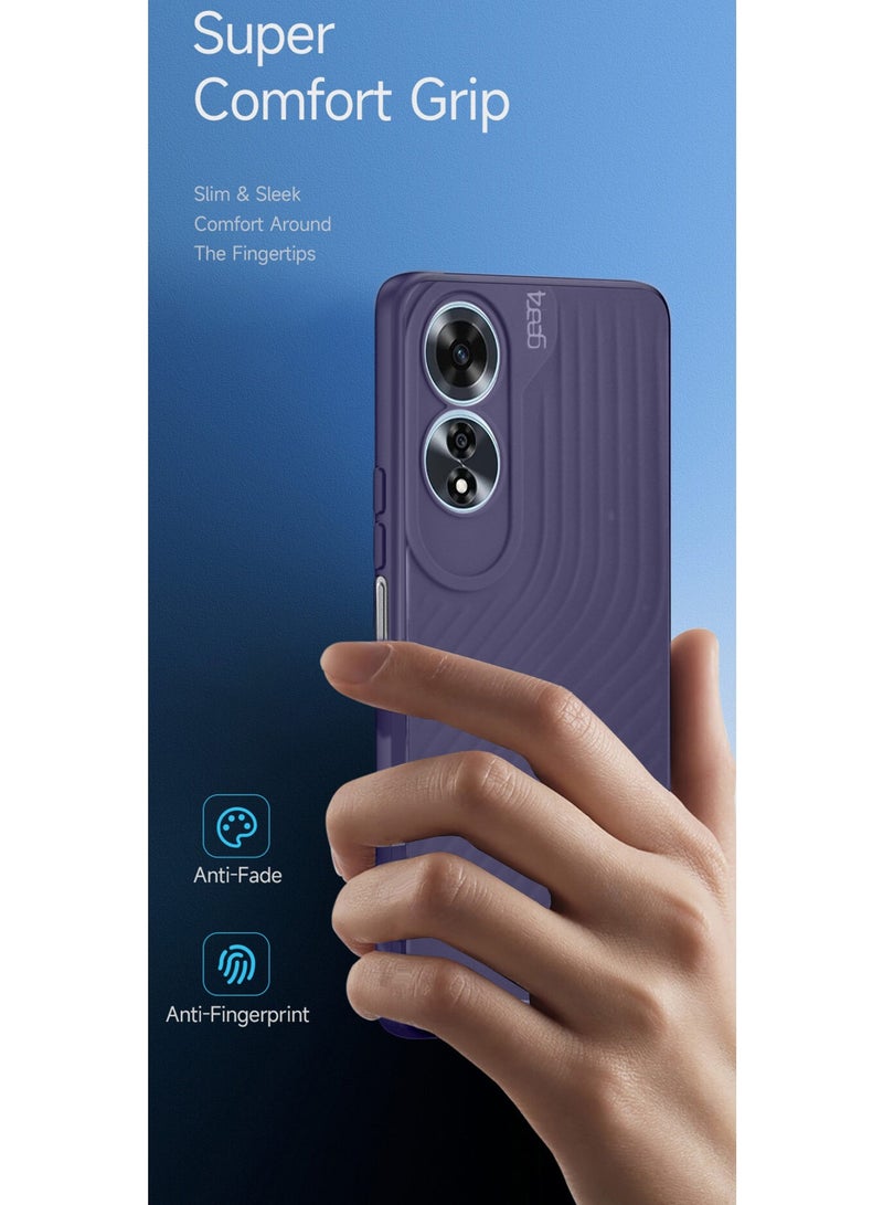 جيرفور غطاء حماية من السيليكون السائل الناعم مع نسيج مموج لهاتف أوبو A60 4G 2024 Gear4 أرجواني باذنجاني - Image 2