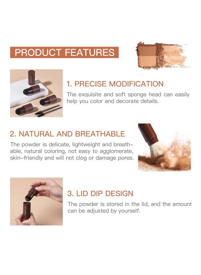 LOKFAR Eye-Brow Stamp Stencil Kit, Waterproof Shaping Kit Eyebrow Definer, Filling Powder, Women Makeup Tools With 10 Reusable Stencils, 2 Brushes (Dark Brown) - Image 4