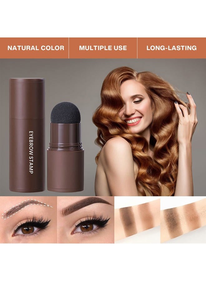 LOKFAR Eye-Brow Stamp Stencil Kit, Waterproof Shaping Kit Eyebrow Definer, Filling Powder, Women Makeup Tools With 10 Reusable Stencils, 2 Brushes (Dark Brown) - Image 3