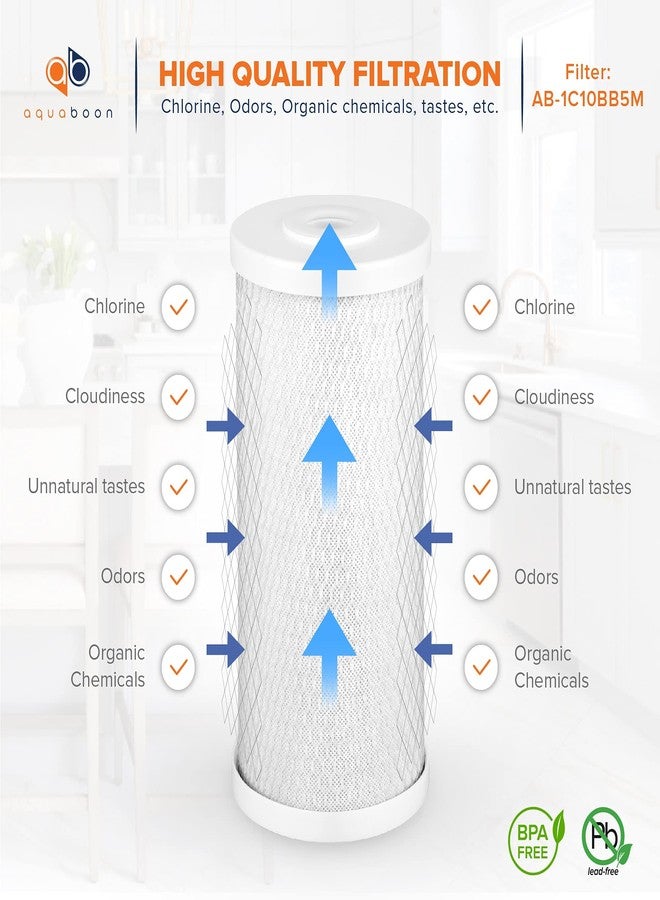 أكوابون مجموعة خراطيش استبدال مرشحات المياه المنزلية الكاملة Aquaboon 5 ميكرون 10 × 4.5 من مرشحات الكربون والرواسب المتوافقة مع FXHTC وDGD-5005، عبوتان - Image 4