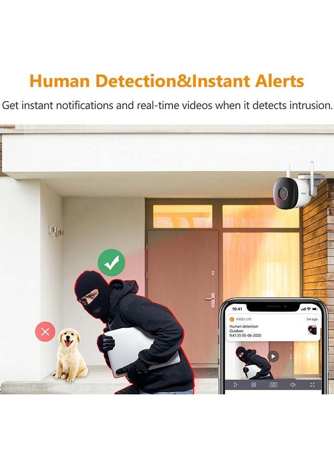 ايمو كاميرا أمان خارجية بدقة 2 ميجابكسل IP67 / تدعم بطاقة SD بسعة تصل إلى 256 جيجابايت / كشف البشر / كشف الحركة / مصباح مدمج / نقطة اتصال مدمجة / تسجيل صوتي / بوليت 2C - Image 5