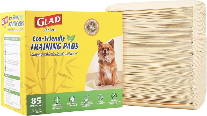 Glad for Pets Earth Friendly Bamboo Training Pads | Eco Friendly Puppy Pads for All Dogs | 85 Super Absorbent Puppy Training Pads, Deodorizing Dog Training Pads for Pets, Beige, Model Number: FF13710 - Image 1