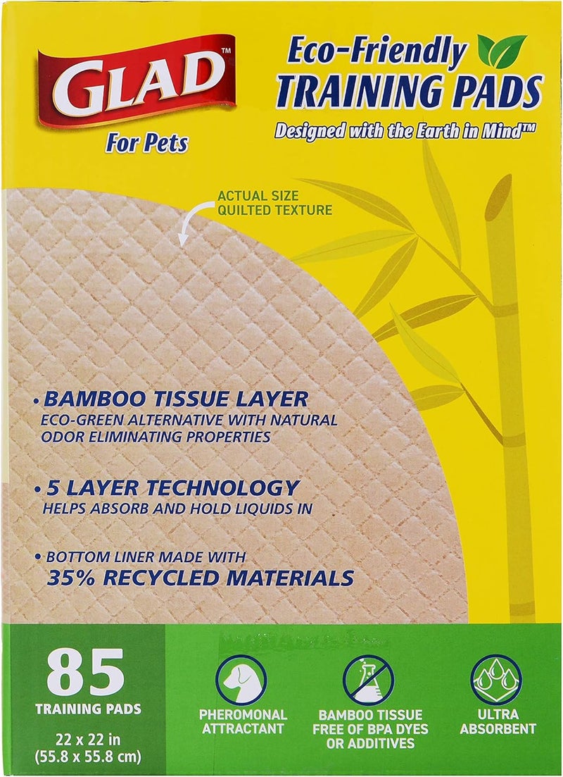 Glad for Pets Earth Friendly Bamboo Training Pads | Eco Friendly Puppy Pads for All Dogs | 85 Super Absorbent Puppy Training Pads, Deodorizing Dog Training Pads for Pets, Beige, Model Number: FF13710 - Image 4