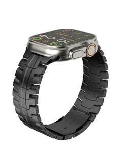 Generic Ultra stainless steel Bracelet for Apple Watch 49mm 45mm 44mm 42mm 46mm Luxury Men Band for Iwatch Series 9 6 5 4 Se 7 8 Ultra 2 49mm Band (Stainless Steel)（black）  - Image 4