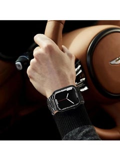 Generic Ultra stainless steel Bracelet for Apple Watch 49mm 45mm 44mm 42mm 46mm Luxury Men Band for Iwatch Series 9 6 5 4 Se 7 8 Ultra 2 49mm Band (Stainless Steel)（black）  - Image 2