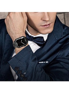 Generic Ultra stainless steel Bracelet for Apple Watch 49mm 45mm 44mm 42mm 46mm Luxury Men Band for Iwatch Series 9 6 5 4 Se 7 8 Ultra 2 49mm Band (Stainless Steel)（black）  - Image 3