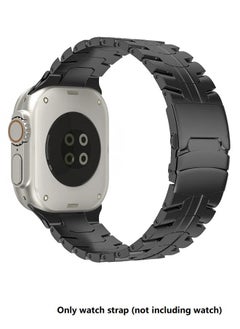Generic Ultra stainless steel Bracelet for Apple Watch 49mm 45mm 44mm 42mm 46mm Luxury Men Band for Iwatch Series 9 6 5 4 Se 7 8 Ultra 2 49mm Band (Stainless Steel)（black）  - Image 1
