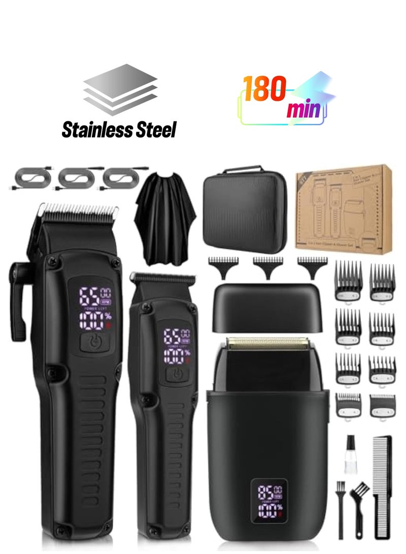 SOLARAE Clippers and Trimmers Set, Electric Shavers Set, Hair Clippers for Men Professional, Cordless Beard Trimmer for Men, Hair Trimmer Rechargeable, Barber Clippers for Haircut Grooming, Razor with Case - Image 1