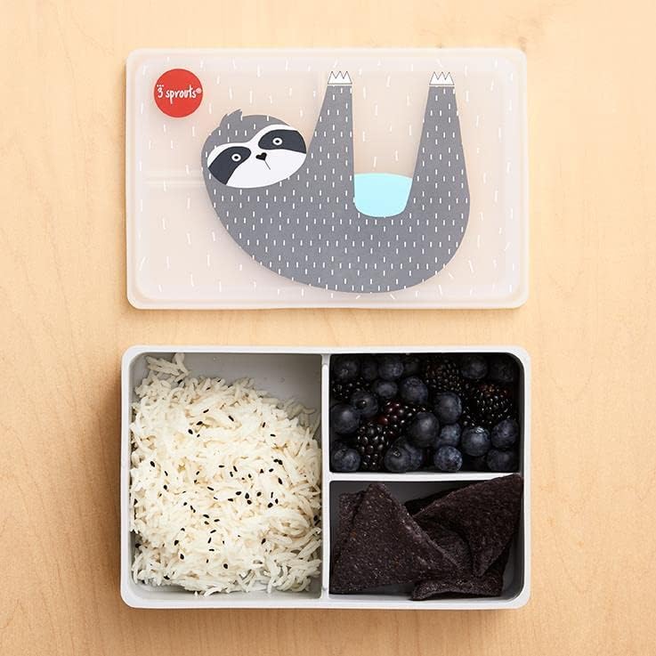 3 Sprouts Silicone Bento Lunch Box - Leakproof Lunch Box For Kids - Sloth - Image 4