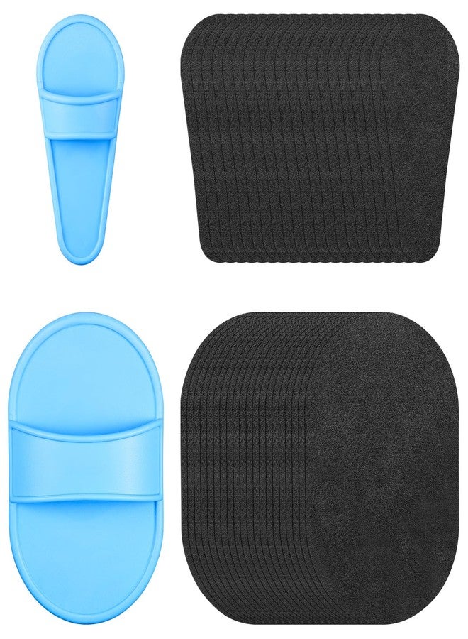 Chumia 102 Pieces Hair Removal Pad Sets Smooth Away Women, 2 Sizes Smooth Legs Skin Pad and 100 Pieces Exfoliation Fine Sandpaper, Lip Facial Leg Hair Removal Kit for Women (Blue) - Image 1