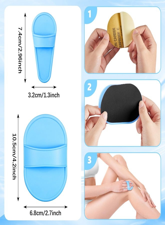 Chumia 102 Pieces Hair Removal Pad Sets Smooth Away Women, 2 Sizes Smooth Legs Skin Pad and 100 Pieces Exfoliation Fine Sandpaper, Lip Facial Leg Hair Removal Kit for Women (Blue) - Image 3