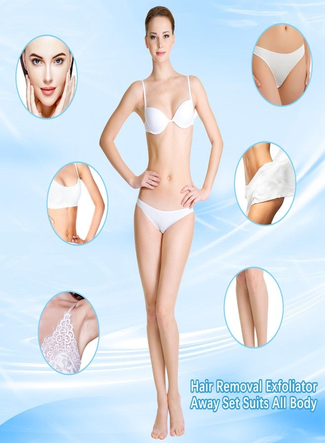 Chumia 102 Pieces Hair Removal Pad Sets Smooth Away Women, 2 Sizes Smooth Legs Skin Pad and 100 Pieces Exfoliation Fine Sandpaper, Lip Facial Leg Hair Removal Kit for Women (Blue) - Image 2