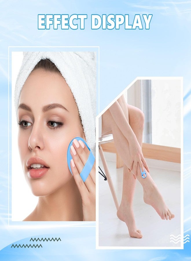 Chumia 102 Pieces Hair Removal Pad Sets Smooth Away Women, 2 Sizes Smooth Legs Skin Pad and 100 Pieces Exfoliation Fine Sandpaper, Lip Facial Leg Hair Removal Kit for Women (Blue) - Image 4