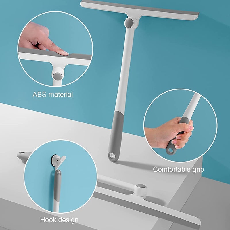 FS COOL Portable 360 Rotate TPR Silicone Wiper Floor Rotatable T Type Design with Long Handle Glass Cleaning Wiper with Angle Hanging Hole Pack of 2 Grey - Image 3