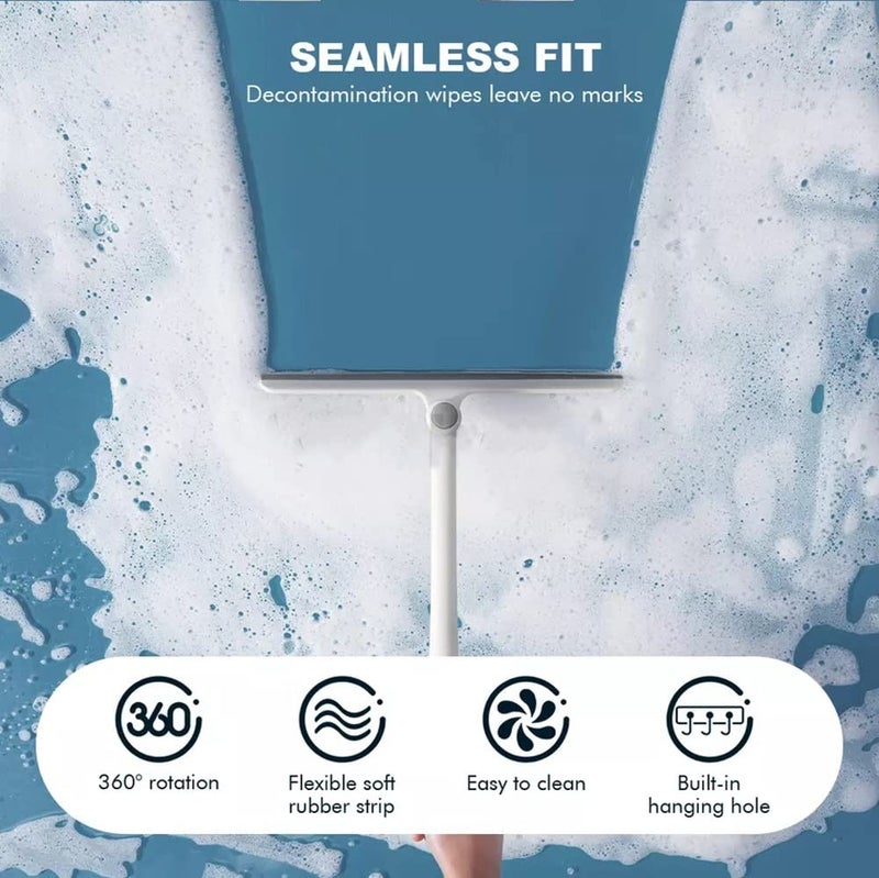 FS COOL Portable 360 Rotate TPR Silicone Wiper Floor Rotatable T Type Design with Long Handle Glass Cleaning Wiper with Angle Hanging Hole Pack of 2 Grey - Image 4