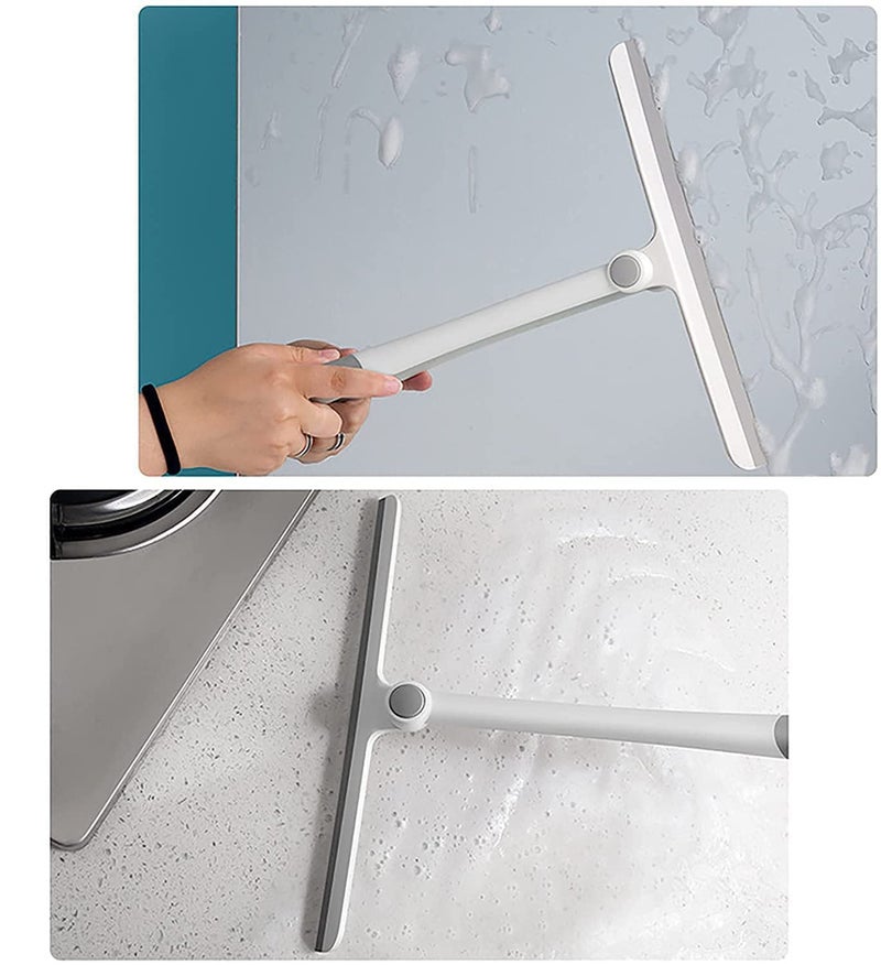 FS COOL Portable 360 Rotate TPR Silicone Wiper Floor Rotatable T Type Design with Long Handle Glass Cleaning Wiper with Angle Hanging Hole Pack of 2 Grey - Image 5