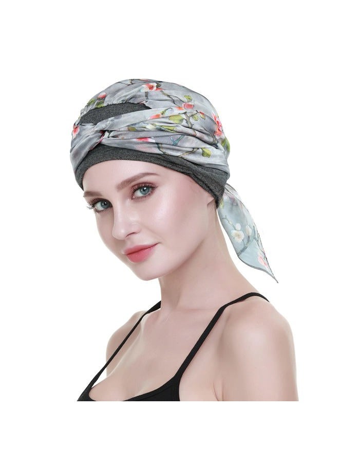 FocusCare Pre Tied Head Wrap Scarfs Easy Tie Bandana Cotton Bamboo Sleep Cap Medical Gifts for Chemotherapy Women Gray Pink - Image 4