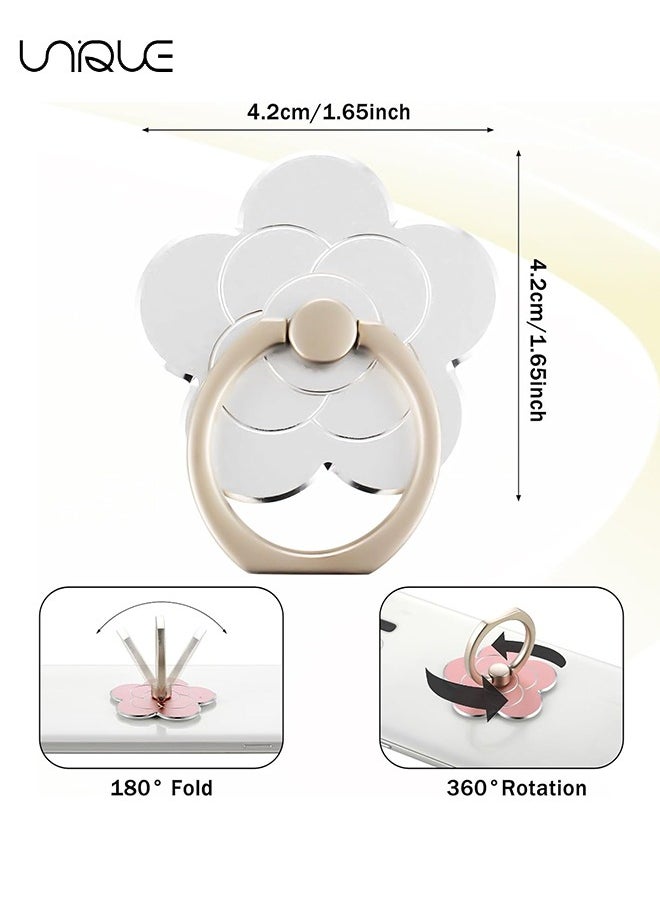Unique 4Pcs Cell Phone Ring Holder Flower Shape Phone Ring Holder Metal Finger Grip Finger Kickstand 360° Rotation Universal Finger Ring Phone Grip Compatible With All Smartphone  - Image 2