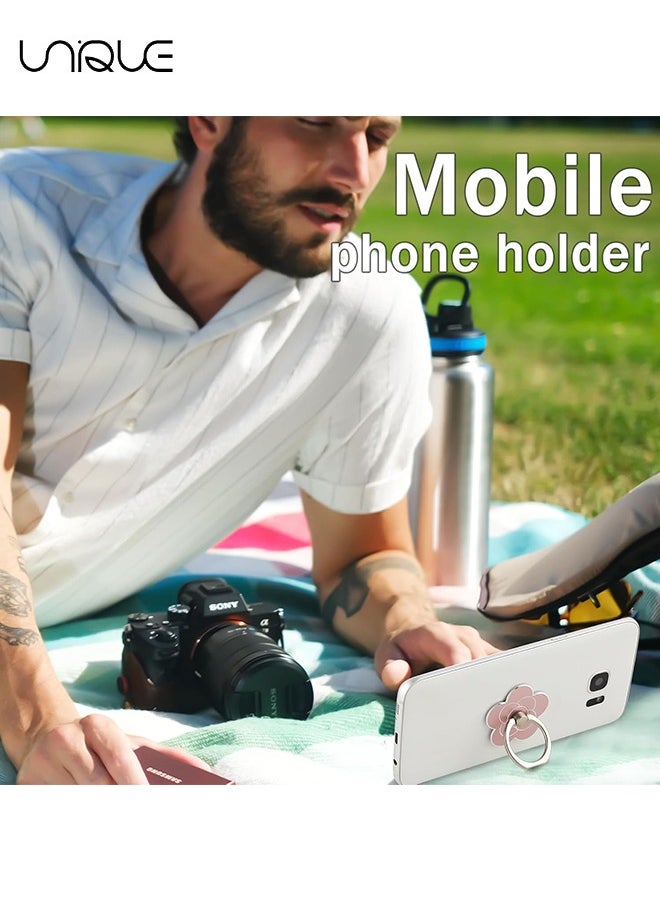 Unique 4Pcs Cell Phone Ring Holder Flower Shape Phone Ring Holder Metal Finger Grip Finger Kickstand 360° Rotation Universal Finger Ring Phone Grip Compatible With All Smartphone  - Image 3