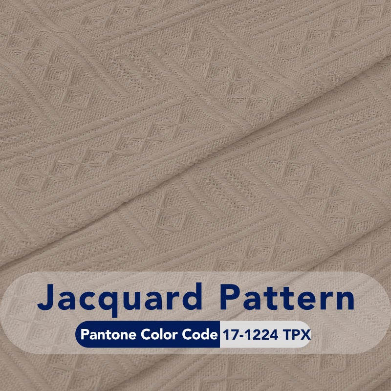 PureFit Geometric Jacquard Throw Sofa Cover - Textured Soft Washable Decorative Couch Covers for 3 Cushion Couch  Throw Cover with Tassels Furniture Protector for Pets  Kids (Medium  Camel) - Image 5