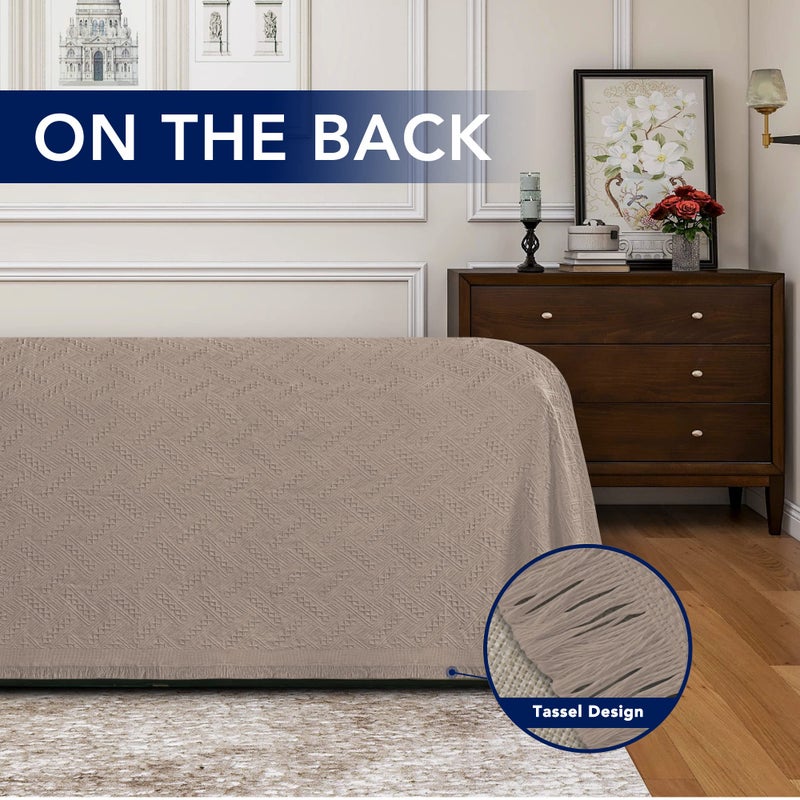 PureFit Geometric Jacquard Throw Sofa Cover - Textured Soft Washable Decorative Couch Covers for 3 Cushion Couch  Throw Cover with Tassels Furniture Protector for Pets  Kids (Medium  Camel) - Image 4