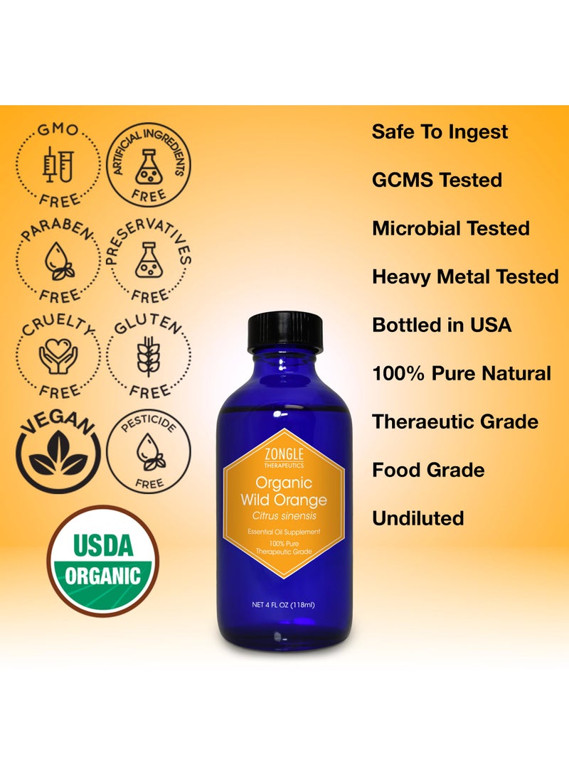 Zongle Therapeutics Organic, Orange Essential Oil, Food Grade, for Baking, Skin – 100% Pure, Wild, Orange Oil, Safe for Ingestion, by Zongle Therapeutics, 4 OZ  - Image 3