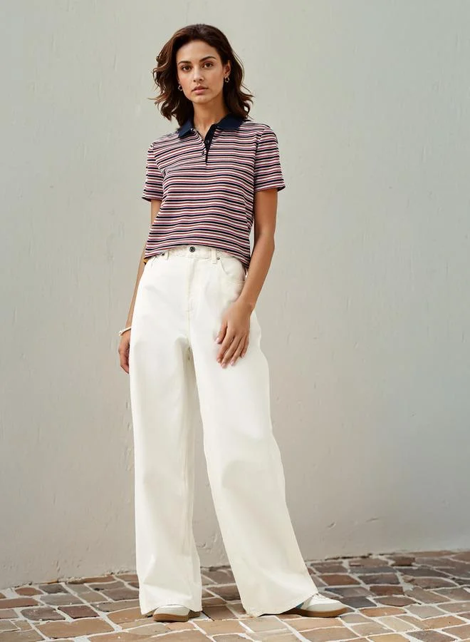 Lee Cooper Lee Cooper Straight Fit Braided High Rise Jeans with Pockets
