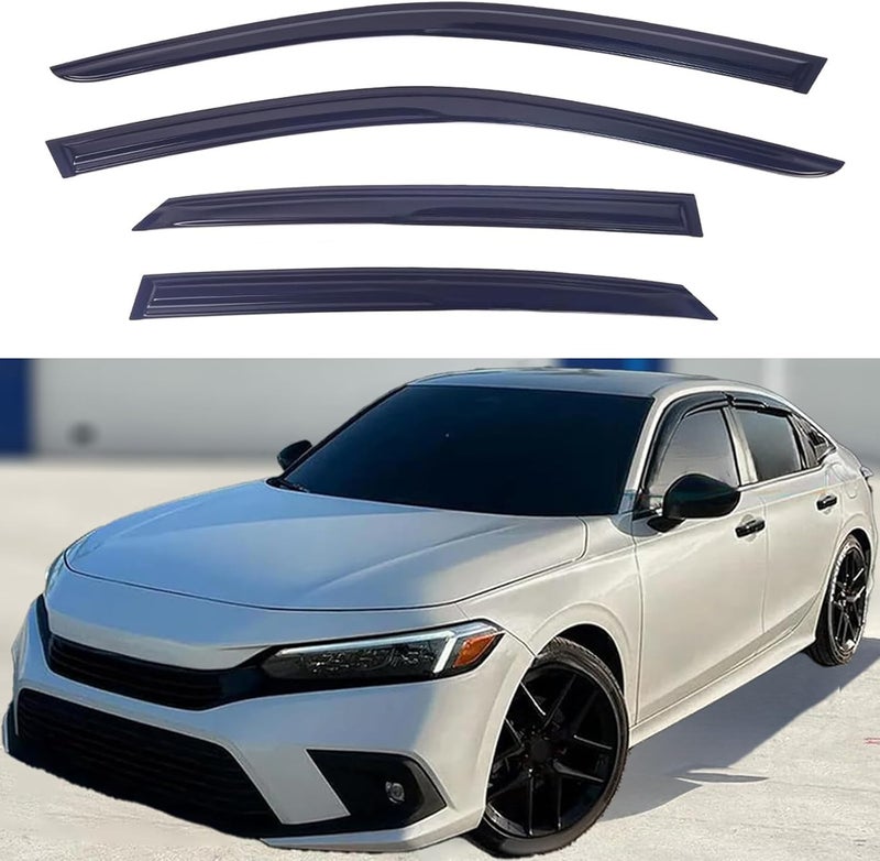 TONOYTIM Window Visors for 2022-2025 Honda Civic Sedan - 4PCS Smoke Tint Side Window Deflectors, Outside Mount Rain Guards, Easy Tape-On Installation, Weather Protection & Reduce Wind Noise - Image 1