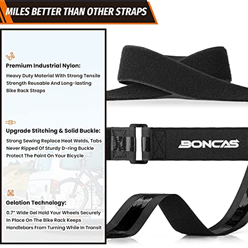 Boncas Adjustable Bike Rack Strap 24" Bicycle Wheel Stabilizer Straps with Innovative Gel Grip Keep The Bicycle Wheel from Spinning - Black 4 Pack - Image 2