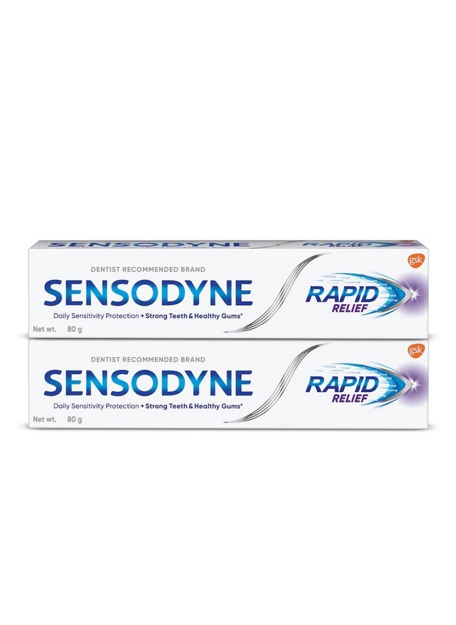 Sensodyne Toothpaste Rapid Relief Combo Pack, Sensitive Tooth Paste To Help Beat Sensitivity Fast, 160 Gm Multi-Pack (80 Gm X 2)  - Image 1
