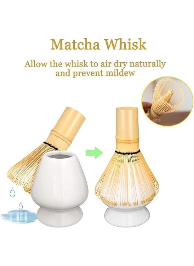 HOOKOR Durku Matcha Whisk Set, 4pcs Japanese Tea Set,Matcha Whisk,Traditional Scoop, Matcha Bowl, Ceramic Whisk Holder,Traditional Matcha Tool Set for Matcha Tea Ceremony (White)  - Image 3