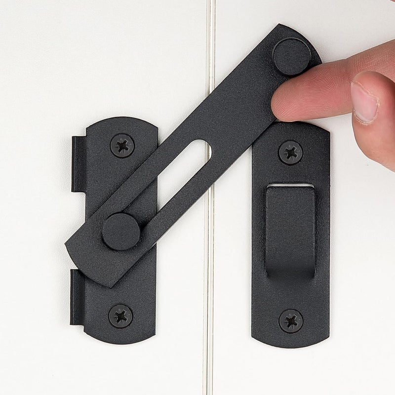 INIRET 2 Packs Barn Door Latchesï¼Œ3.93â€ x 2.75â€ Matte Black Stainless Steel barn gate flip Door Latch Bi-fold Door Lock,Sliding Door Antique Lock Gate Latches Wine Cabinet Closet Door Latches - Image 1