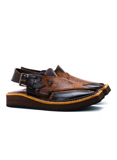 Original Leather Pakistani Peshawari sandals Brown upper Kaptaan sole