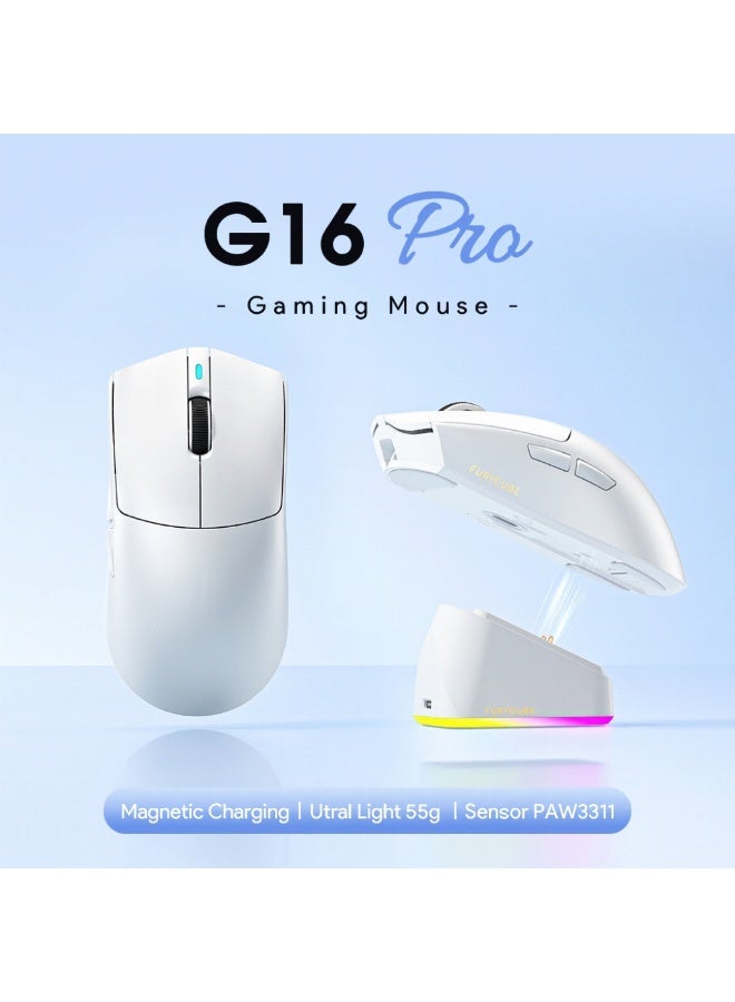 مكعب غاضب ماوس الألعاب اللاسلكي G16 PRO مع شحن مغناطيسي، ماوس خفيف الوزن، مزود بمستشعر PAW3311 بدقة 22000 نقطة في البوصة (DPI)، مناسب لأجهزة الكمبيوتر المكتبية/اللابتوب/الألعاب/المكتب. - Image 2
