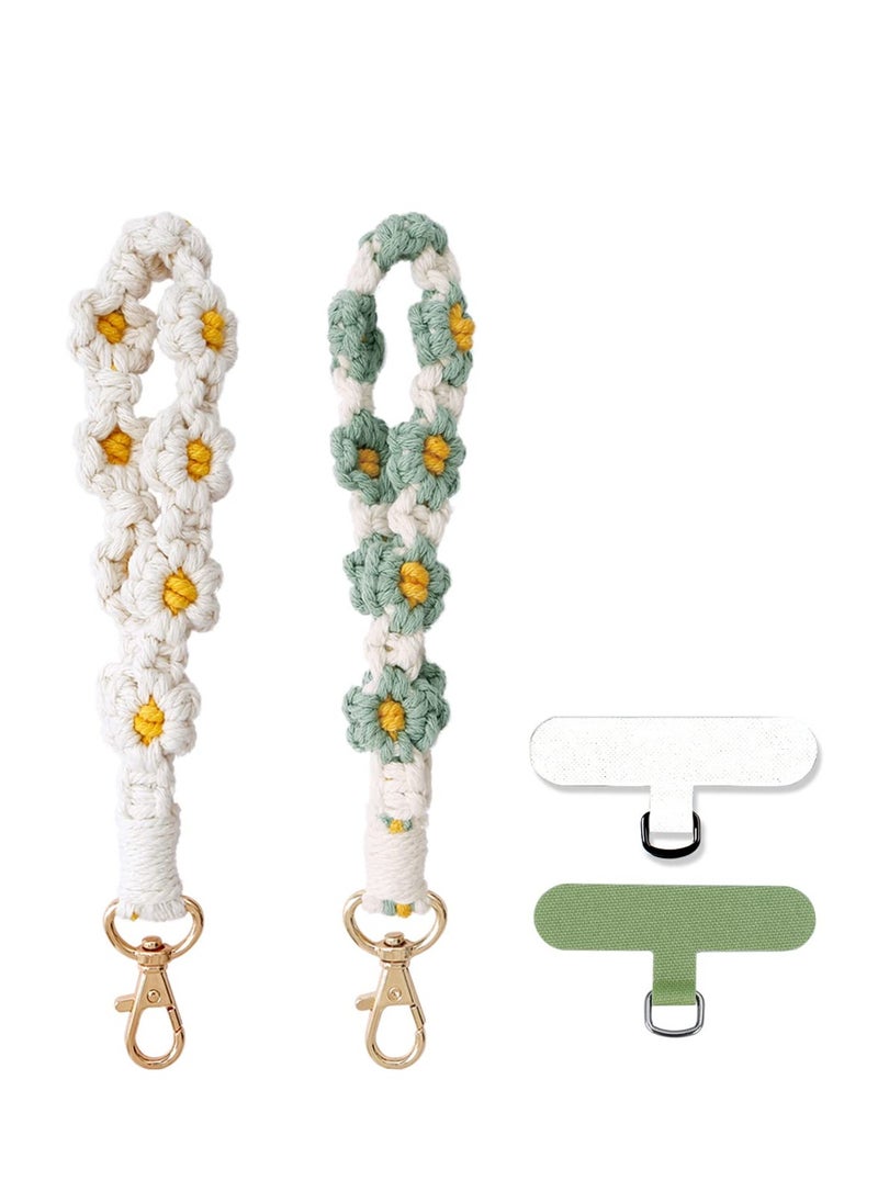 SYOSI - Boho Macrame Phone Wrist Strap, Cell Phone Lanyard with Tether Tab, Smartphone Wristlet Bracelet Keychain with Universal Strap Holder Connector Patch for Women - Image 1