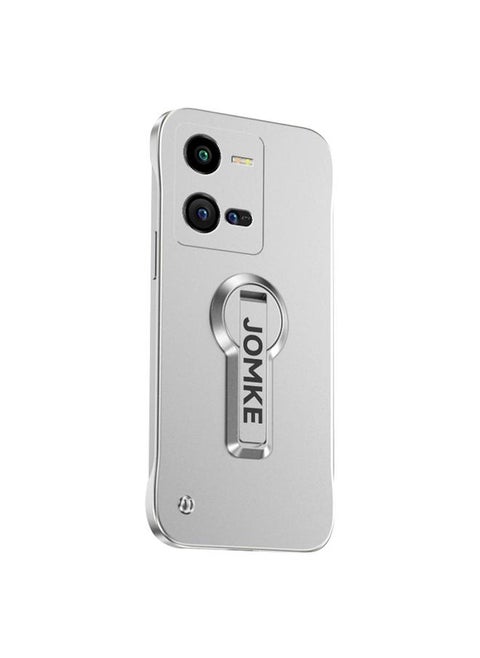 For vivo iQOO 10 Pro Baking Varnish 360 Rotate Holder No Frame PC Phone Case(Silver)
