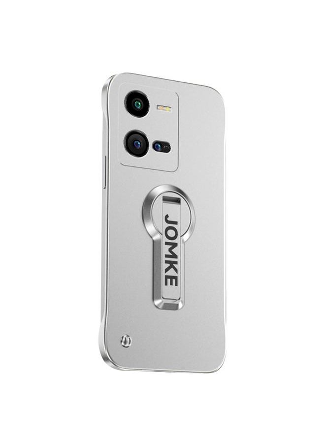 Zaboon - For vivo iQOO 10 Pro Baking Varnish 360 Rotate Holder No Frame PC Phone Case(Silver) - Image 1