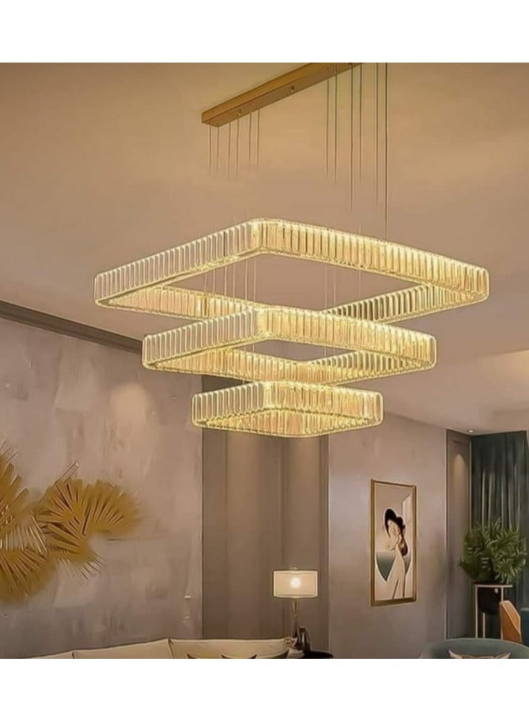 نجفة ليد كريستال ذهبي - 60×75 سم  - Image 1