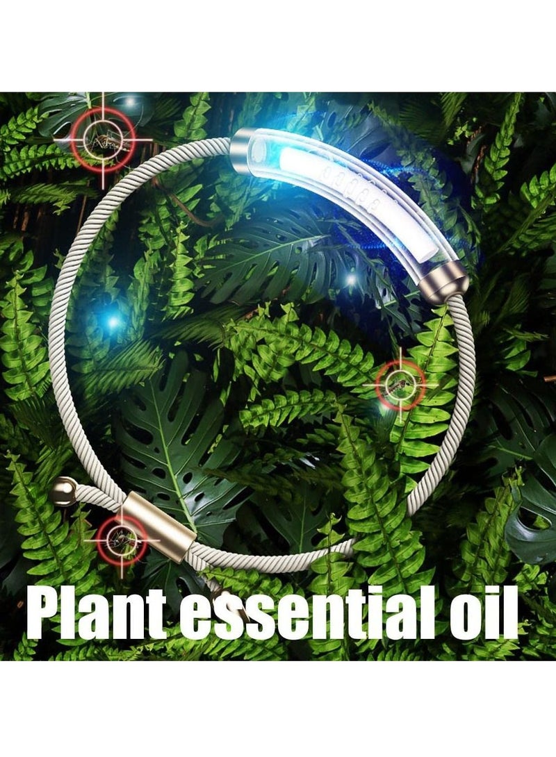 KASTWAVE سوار طارد للبعوض قابل للتعديل بزيت أساسي سوار مضاد للبعوض مع 6 أعواد بديلة سوار مغناطيسي مضاد للبعوض للاستخدام الداخلي والخارجي برحلة 100 بالمئة زيت أساسي نباتي طبيعي - Image 4