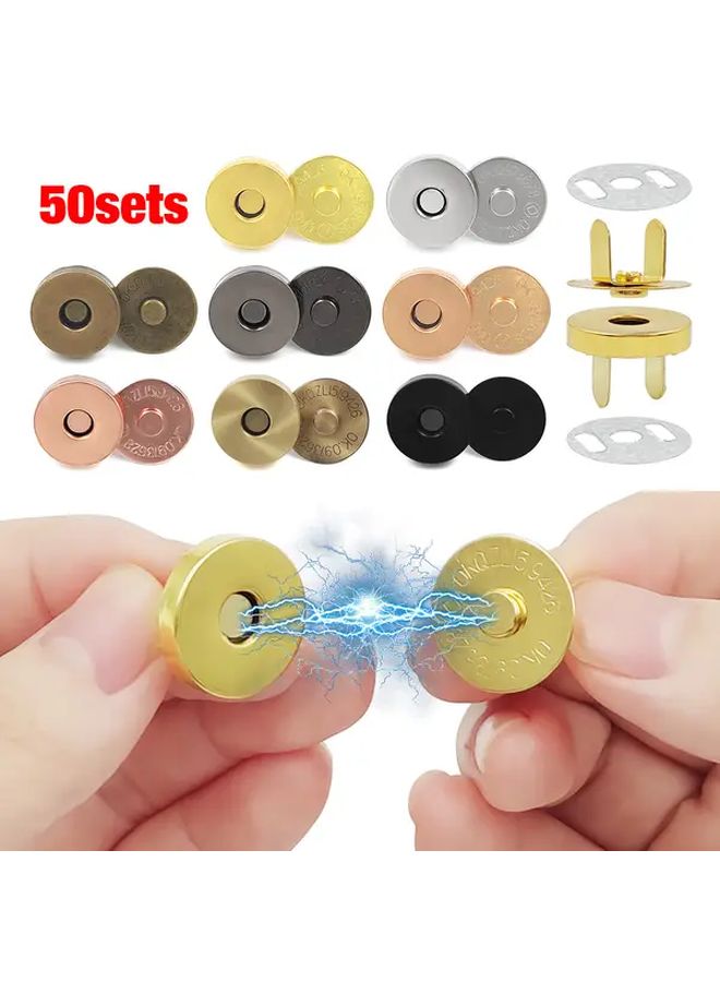 50 Sets Rose Gold 18mm Magnetic Buckle Thick Clothing Fixing Parts Fasteners Wallet Crossbody Bag Shoulder Bag Hardware Accessories For Leather Crafts Projects - Image 1