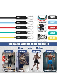KINGMAZI 150 LBS Resistance Bands for Workout Kit Men & Women, Exercise Resistance Tubes Set Workout Bands with Door Anchor Handles Legs Ankle Straps for Training Home Shape Body  - Image 3